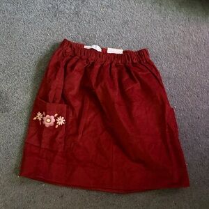 Little co little girls size 12 Red Skirt with Floral Pocket